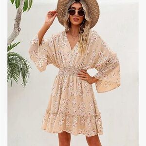 Floral Boho Dress with Bell Sleeves
